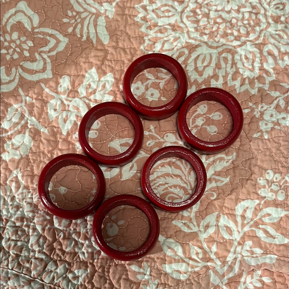Red Wooden Napkin Rings